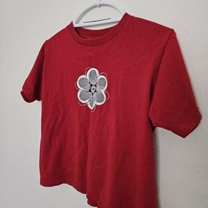 adidas Red Kids T-Shirt with Floral Graphic